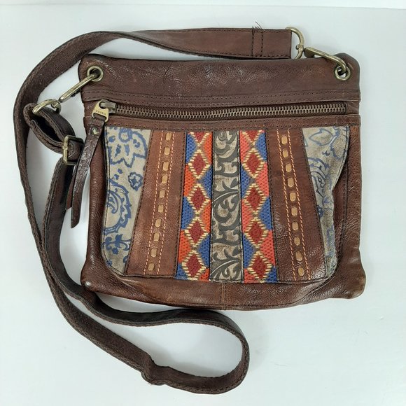 Fossil Handbags - Fossil Brown Leather Crossbody Handbag Purse Messe